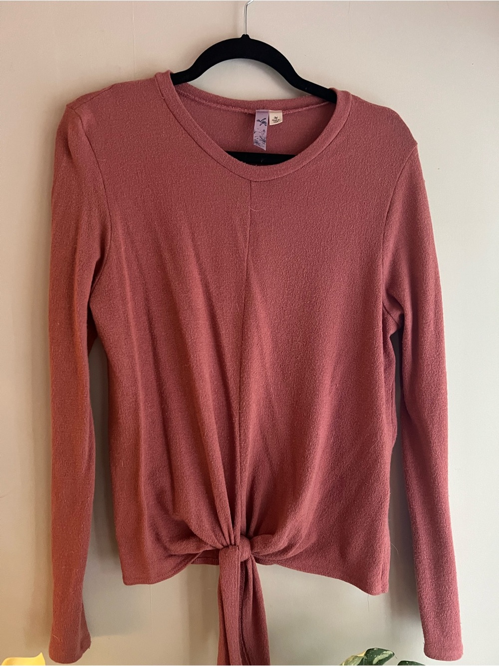 Alya Long Sleeve Tie-Front Top in Dusty Rose